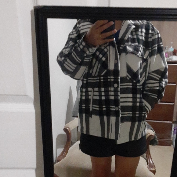Zara Monochrome Checkered Jacket - Picture 1 of 13